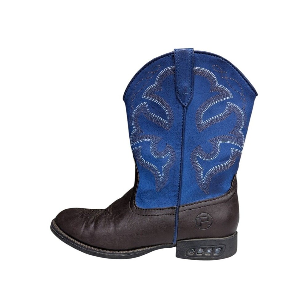 Roper Kids Lightning Light Up Lightup Western Boots Blue Brown Boys Youth Size 2